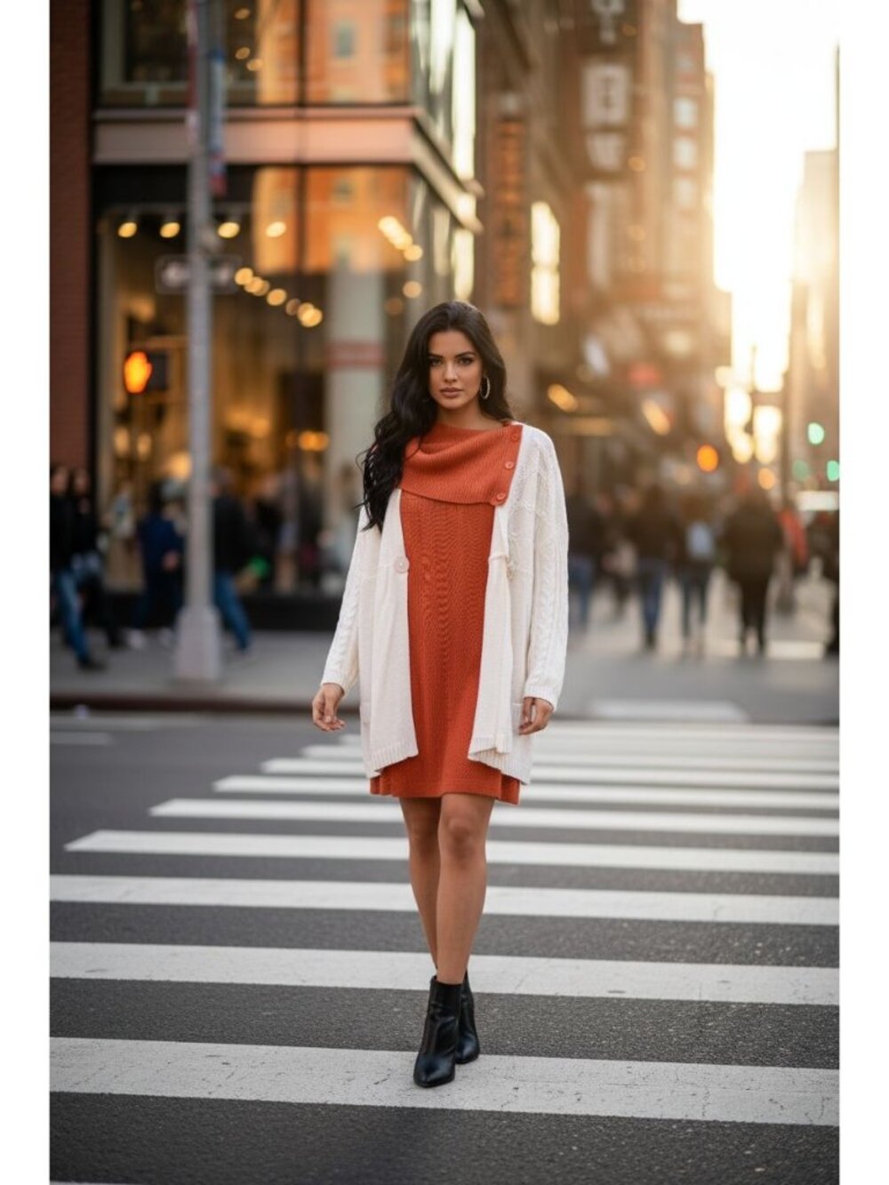 Orange Cowl Neck Sweater Tunic 3X & White Cardigan 24W/26W Set * Free Shipping